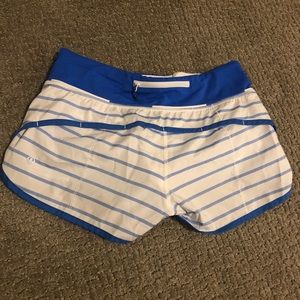 Lululemon Rare Blue White stripe Speed Shorts 4